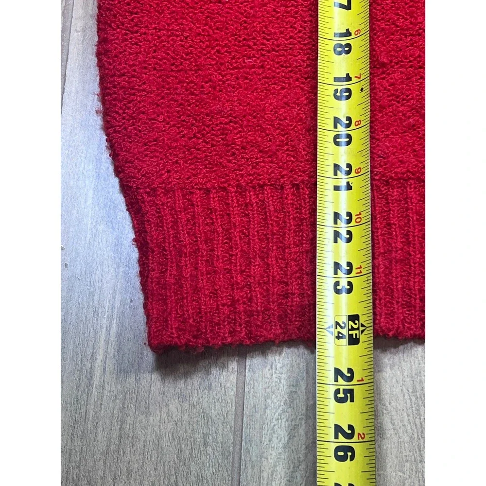 J Riggins Vintage Red V-Neck Knit Pullover Sweater Mens Medium Acrylic Hong Kong